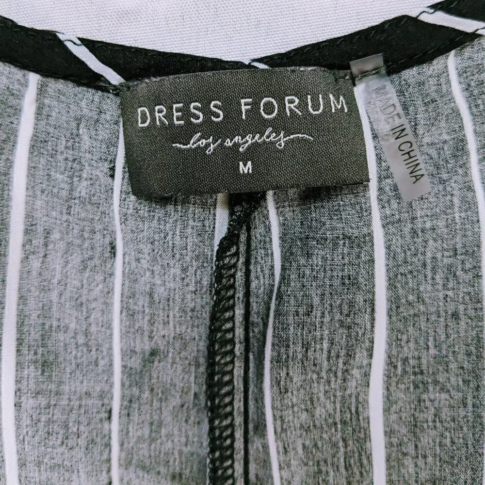 Dress Forum Los Angeles Black and White Striped Jumpsuit Women's Size Medium